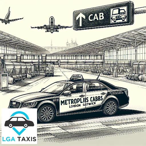 Cab price from RH6 Gatwick Airport to RM3 Harold Hill