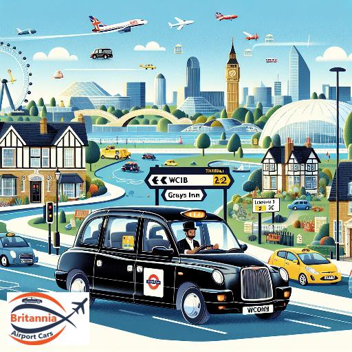 Taxi Heathrow Airport Terminal 2 to WC1B Grays Inn