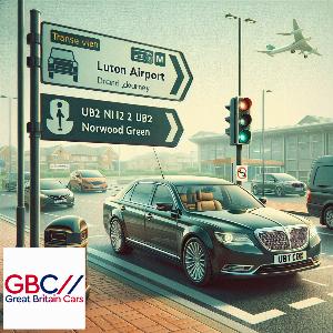 Taxi Luton Airport to UB2 Norwood Green
