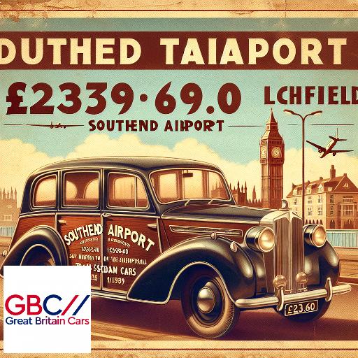 Taxi to/from Southend Airport to Lichfield Transfer only £239.60