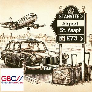 Taxi To/From Stansted Airport To St Asaph Transfer only £73