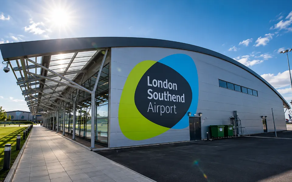 London Southend Airport terminal on a sunny day