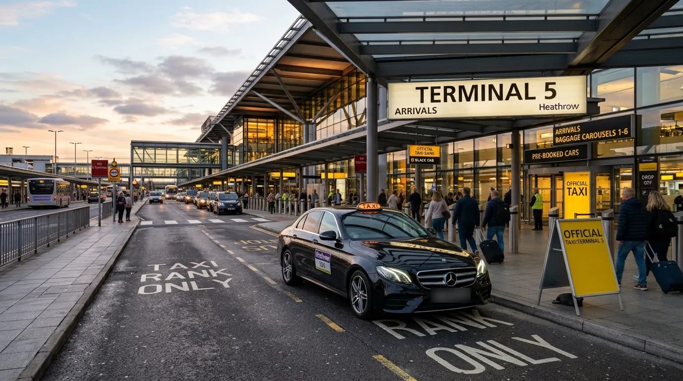 Heathrow Terminal 5 Arrivals Taxi & Drop-Off | Banana Cars