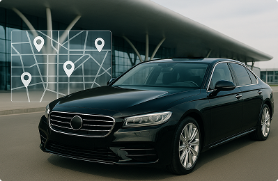 Global Airport Taxi executive car at airport terminal