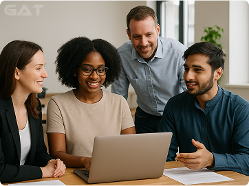 Global Airport Taxi team collaborating on customer support solutions
