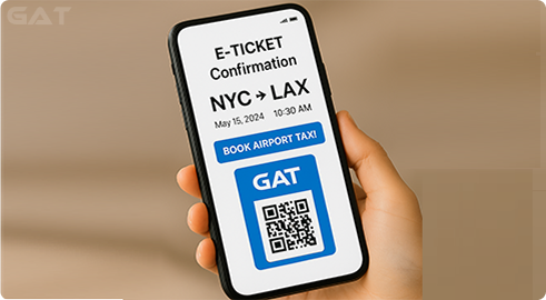 Airline booking screen showing Global Airport Taxi airport transfer link
