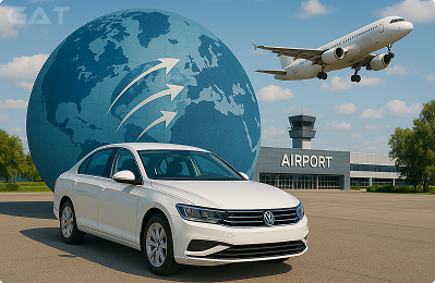 Illustration showing Global Airport Taxi's worldwide network of airport taxi and transfer service providers.