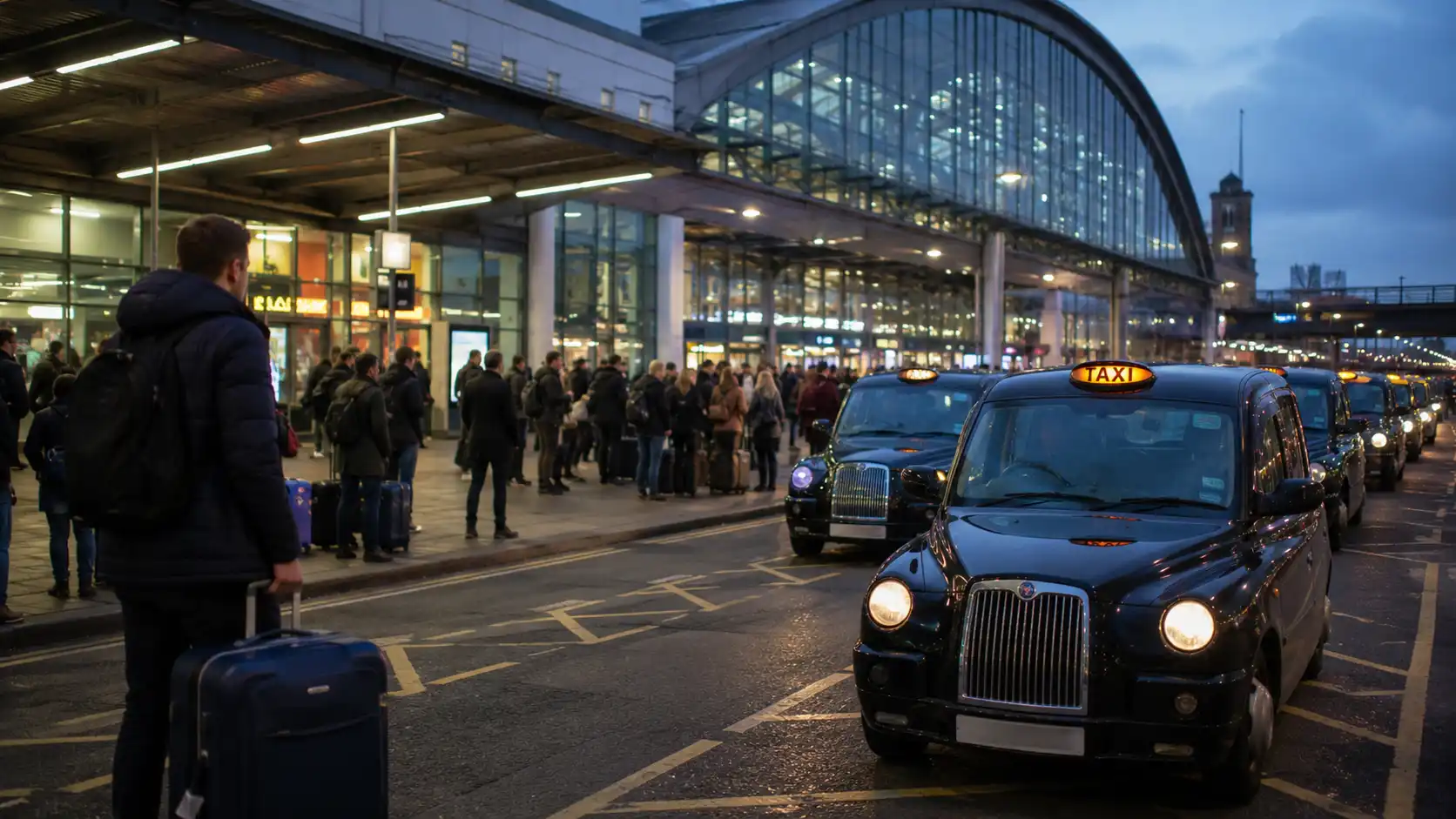 busy Liverpool street station taxi rank
