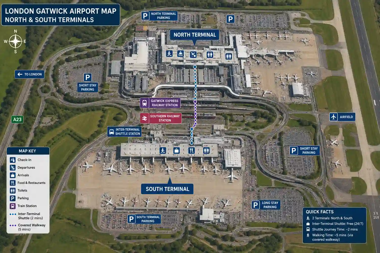 map of Gatwick terminals