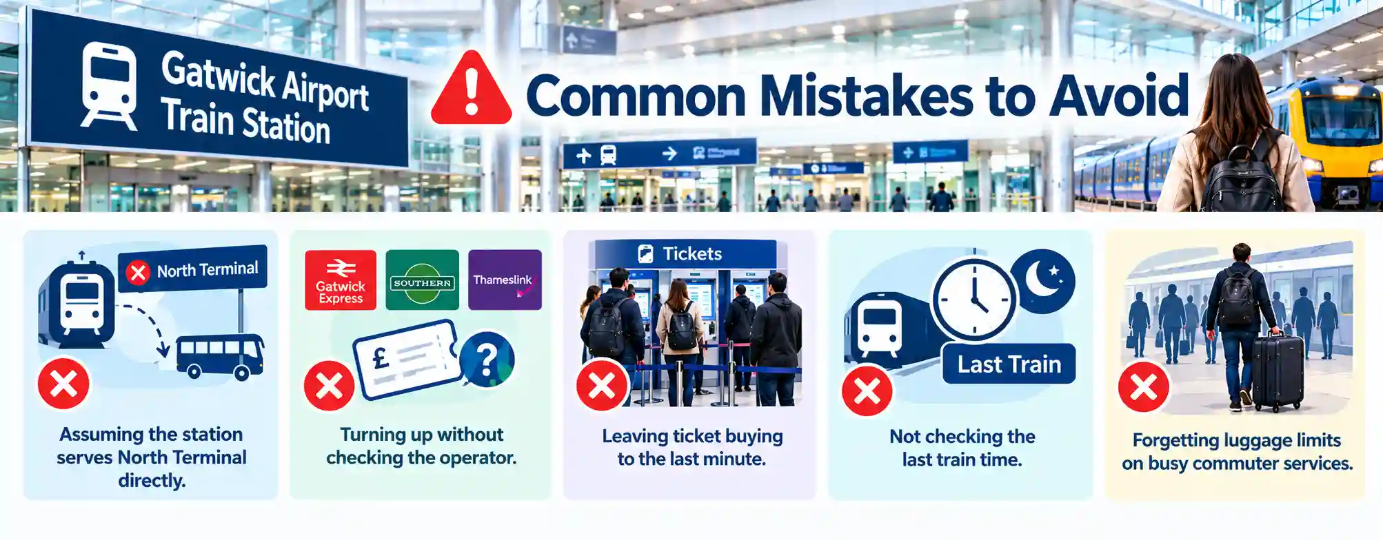 Common mistakes using Gatwick Airport train station