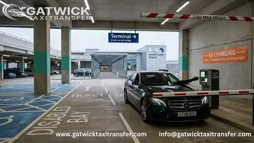 Luton Airport Pick-Up Charge 2026: £7 or Free 2 Hrs | Gatwick Taxi Transfer