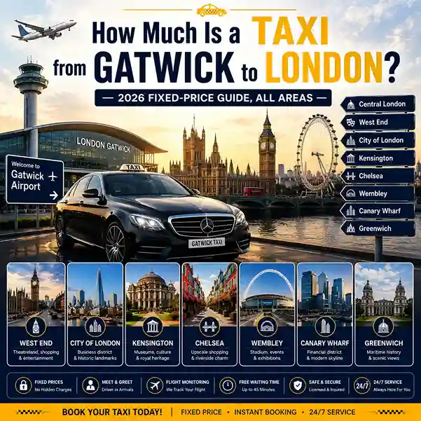 Taxi from Gatwick to London 2026: Prices from £70 | Gatwick Taxi Transfer