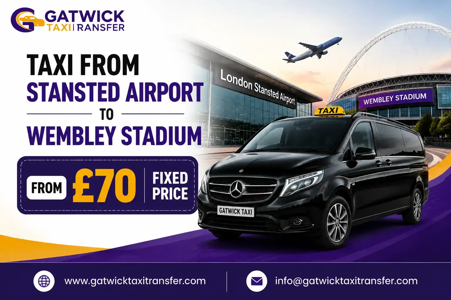 Stansted Airport to Wembley Stadium Taxi — From £70 Fixed Price