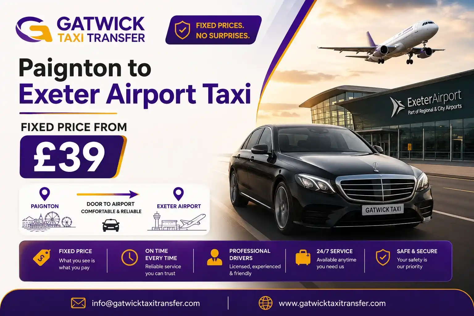 Paignton to Exeter Airport Taxi | From £39 Fixed | 2026