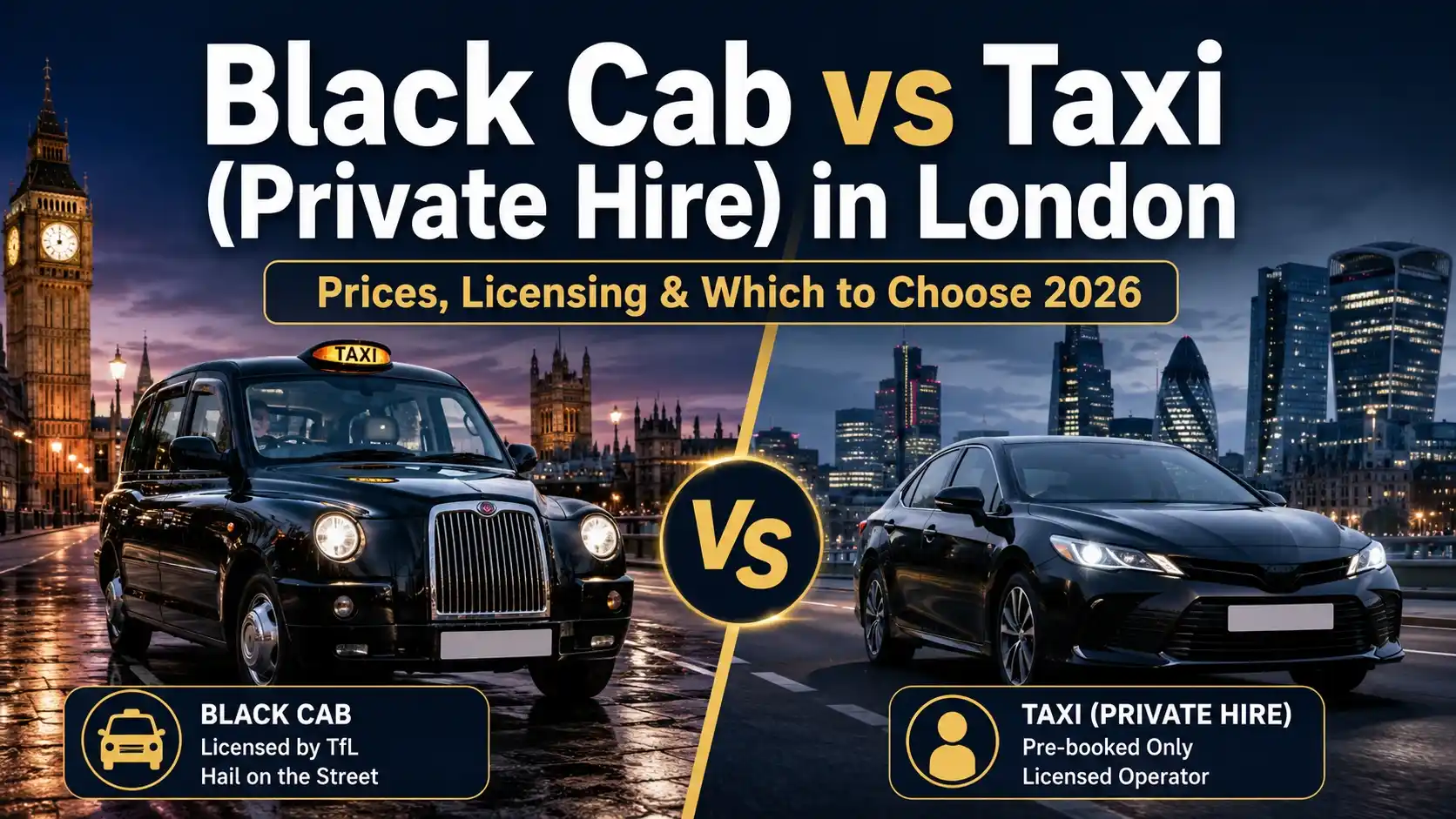 Black Cab vs Taxi (Private Hire) London | Price & Guide 2026