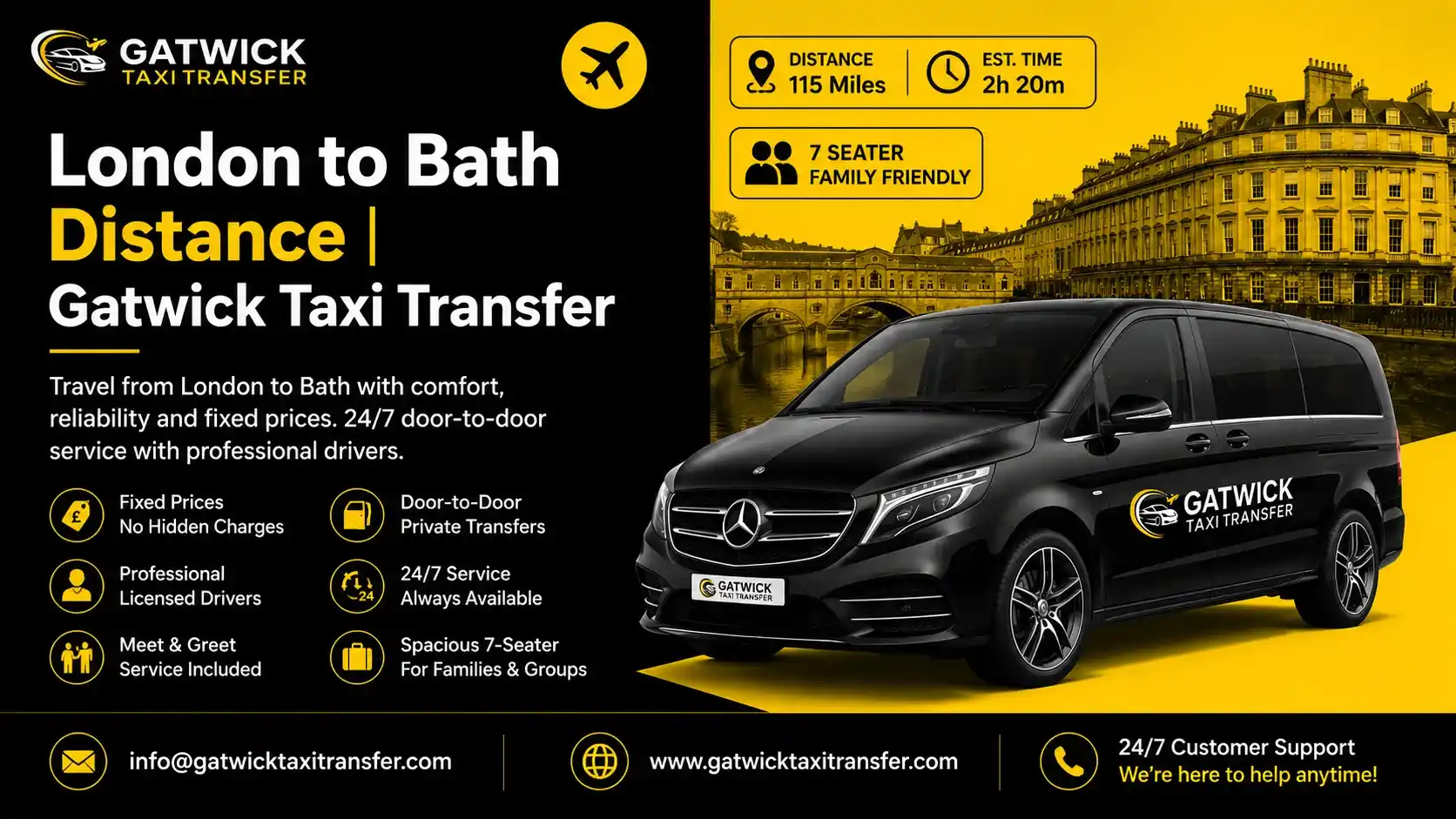 Taxi From London to Bath Distance | Gatwick Taxi Transfer