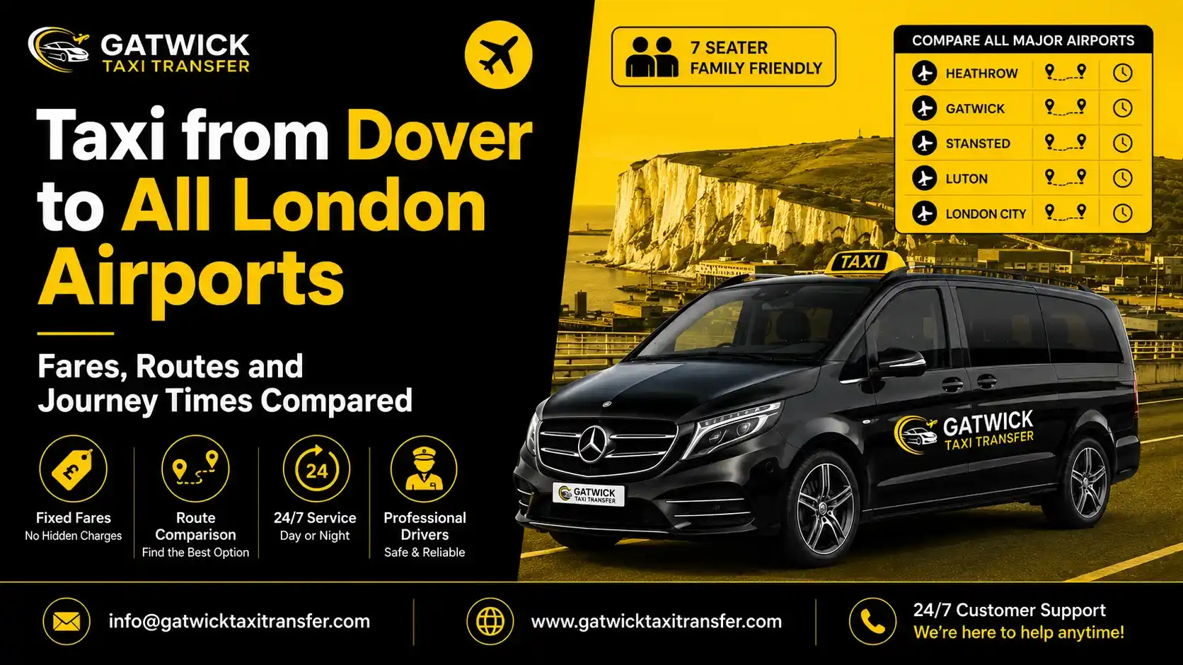 Taxi from Dover to All London Airports | Gatwick Taxi Transfer