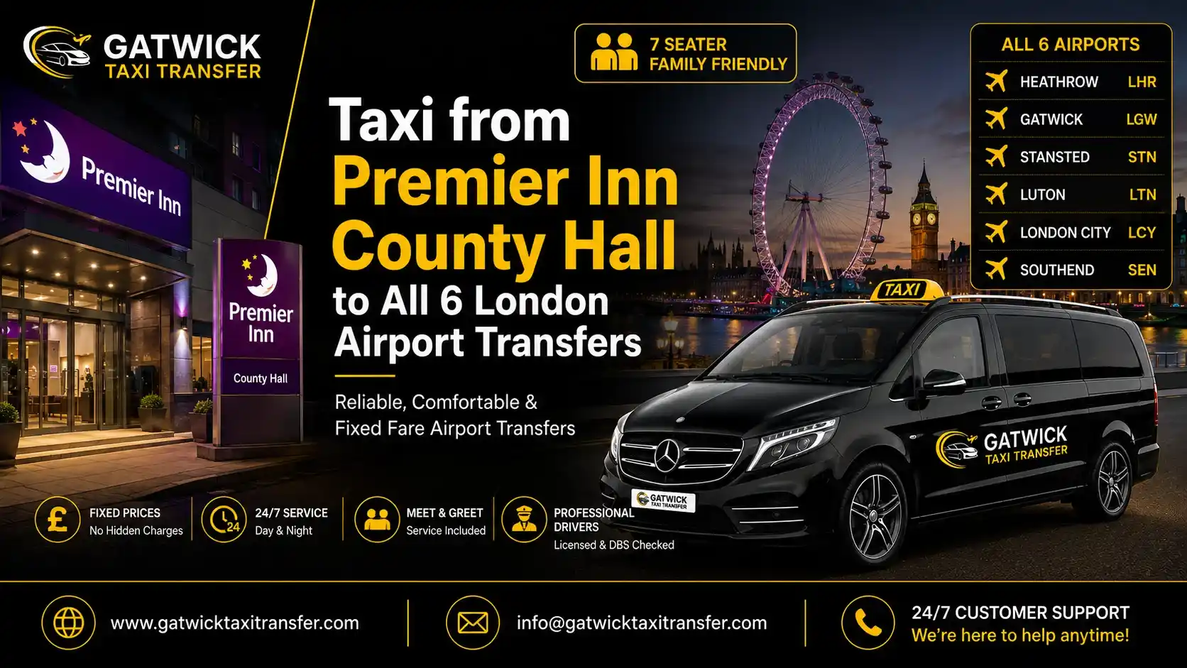County Hall to All Airports | Gatwick Taxi Transfer