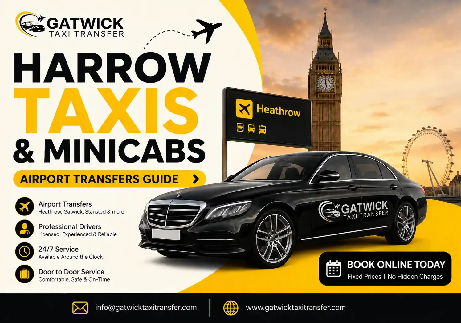 Harrow Taxis and Minicabs | Gatwick Taxi Transfer