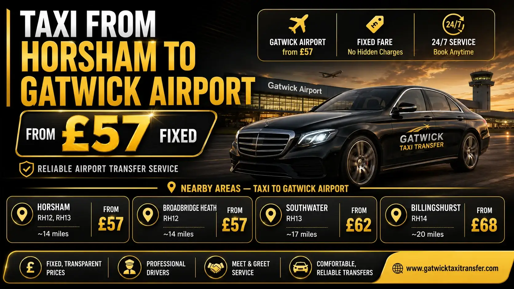 Taxi from Horsham to Gatwick — Gatwick Taxi Transfer