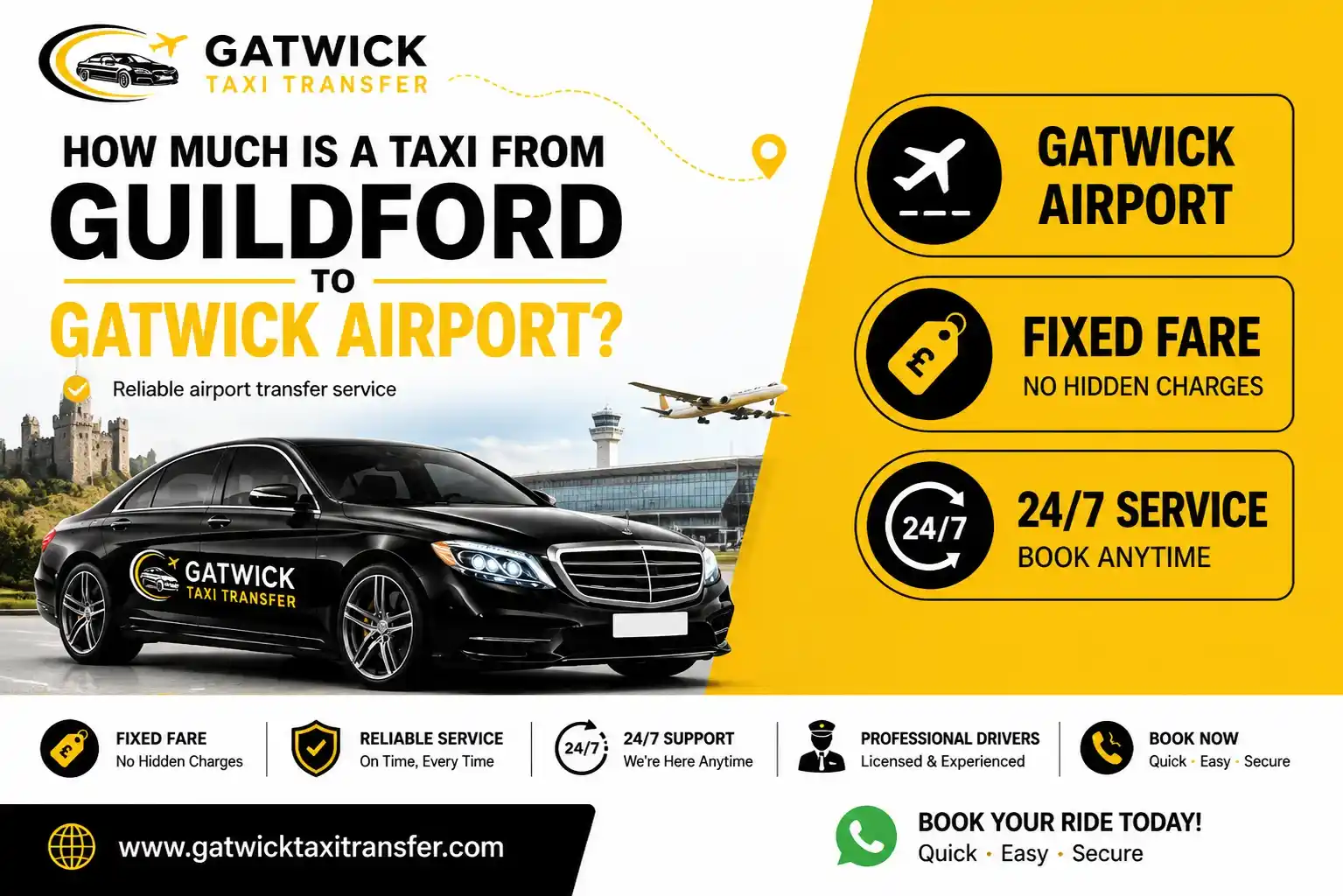 How Much Is a Taxi from Guildford to Gatwick Airport? |  | Gatwick Taxi Transfer