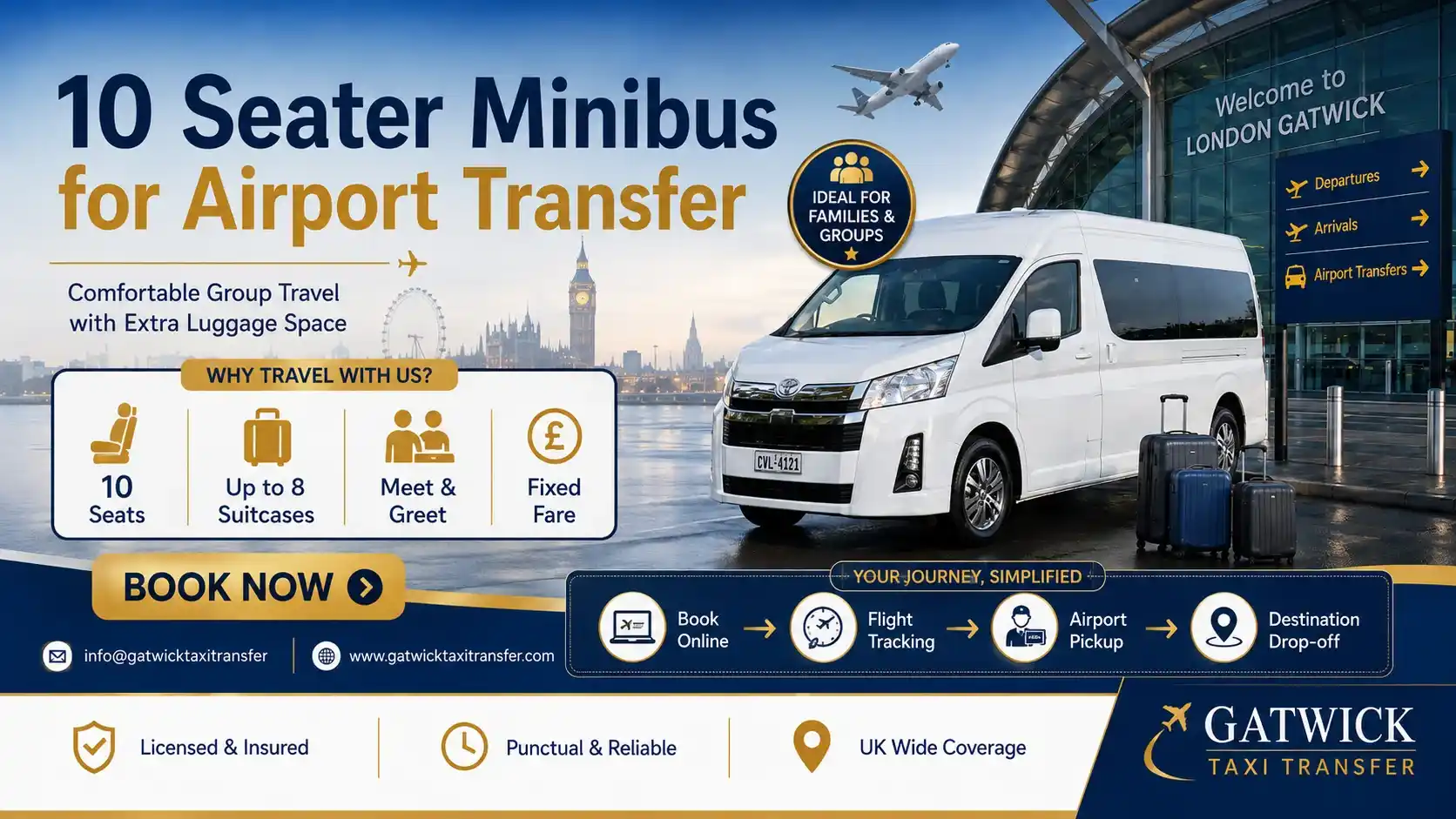 10 Seater Minibus Hire | UK Airport Transfers- Fixed Fare