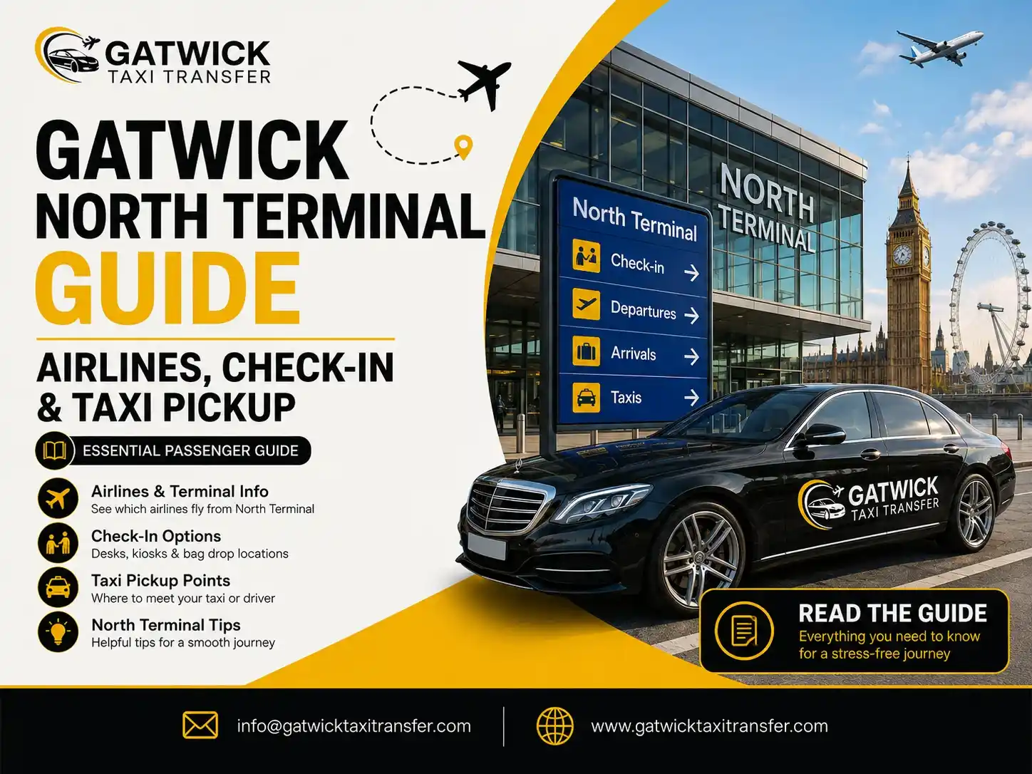 Gatwick North Terminal 2026: Airlines, Taxi Pickup & Gates