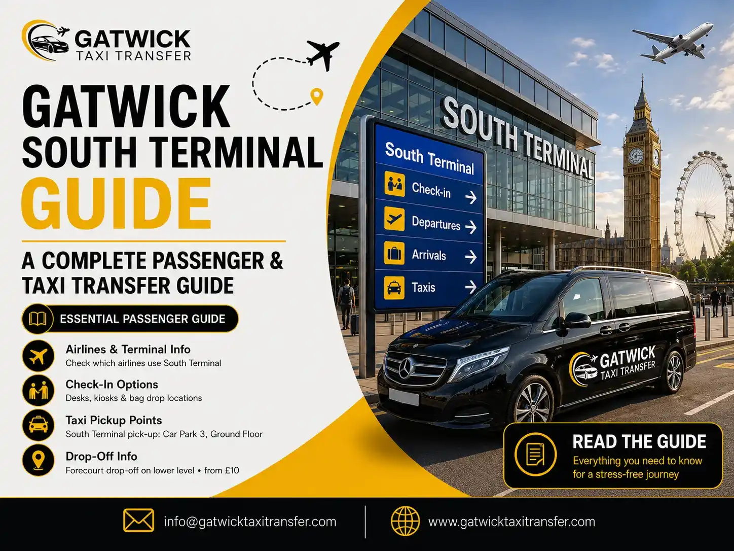 Gatwick South Terminal Guide 2026: Airlines, Check-In & Taxi Pickup
