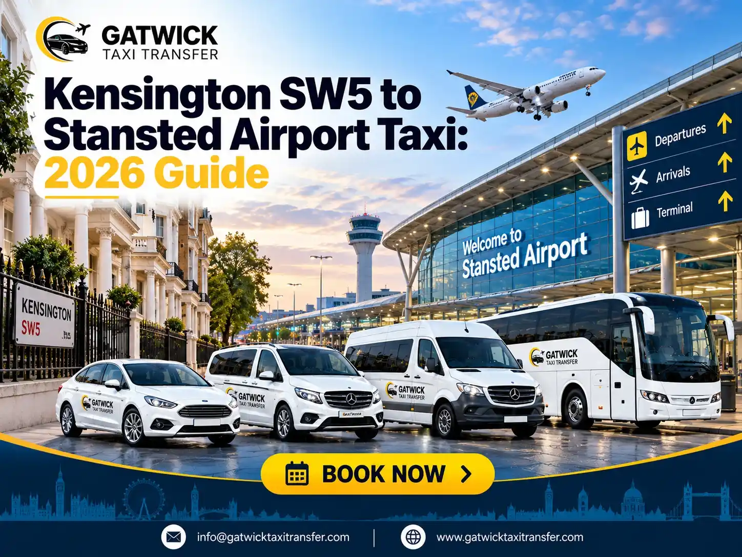 Premier Inn Kensington to Stansted Taxi | Fixed From &pound;72