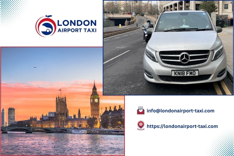 Professional taxi on M1 from Central London to Luton Airport