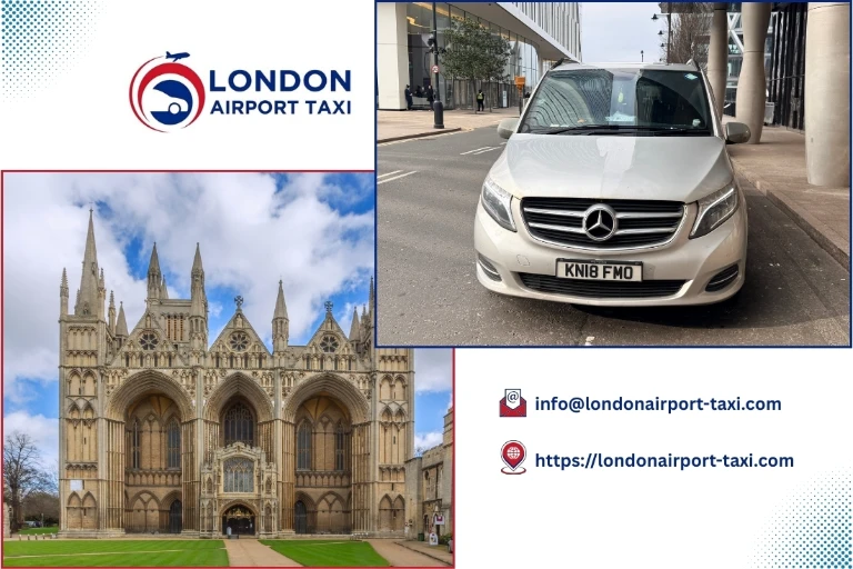 Professional taxi on M1 from Peterborough to Luton Airport
