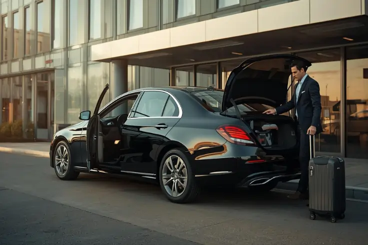 Black taxi in Blackburn town centre, Lancashire