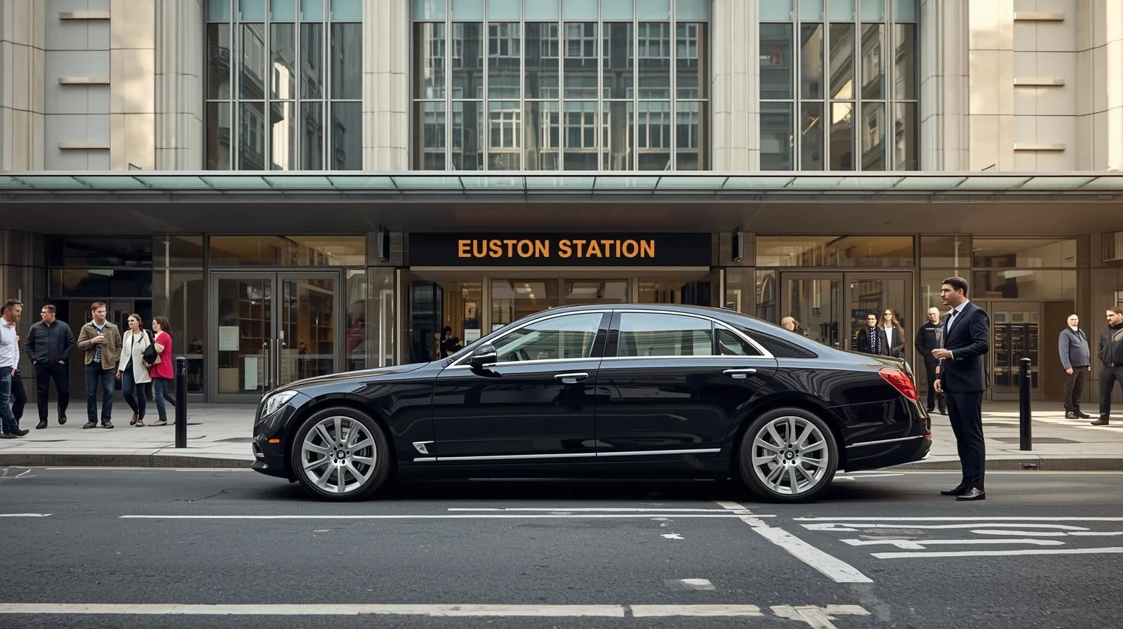 Professional taxi fleet ready for Euston Station transfers