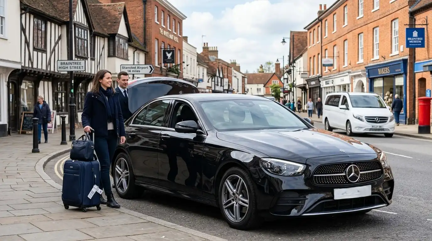Stansted Airport Taxi professional saloon for Braintree to Stansted Airport transfers
