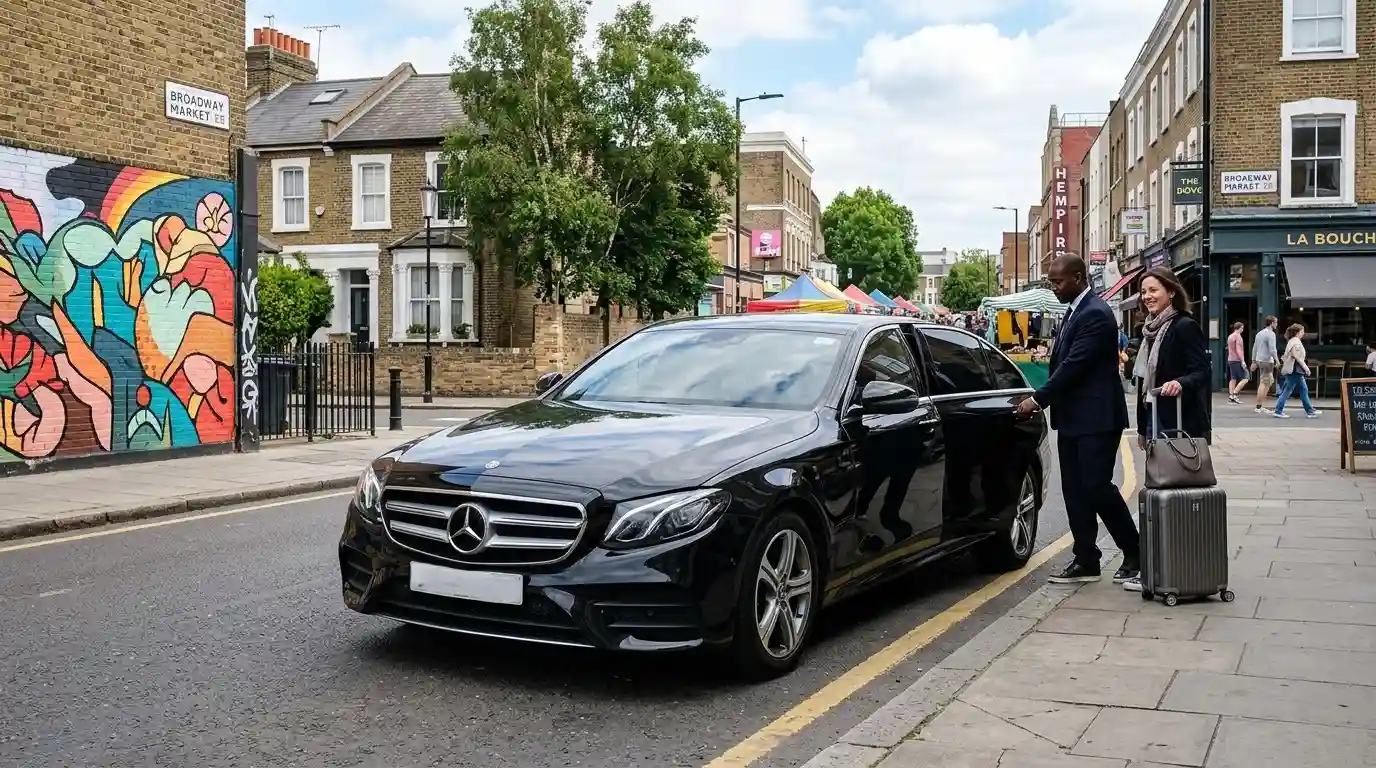 Inner east London street scene near Hackney Central E8 N16 — Stansted Airport Taxi pre-booked Hackney service area