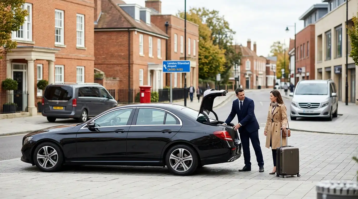 Stansted Airport Taxi saloon for Colchester to Stansted Airport A120 direct fixed-fare transfers covering all CO postcodes