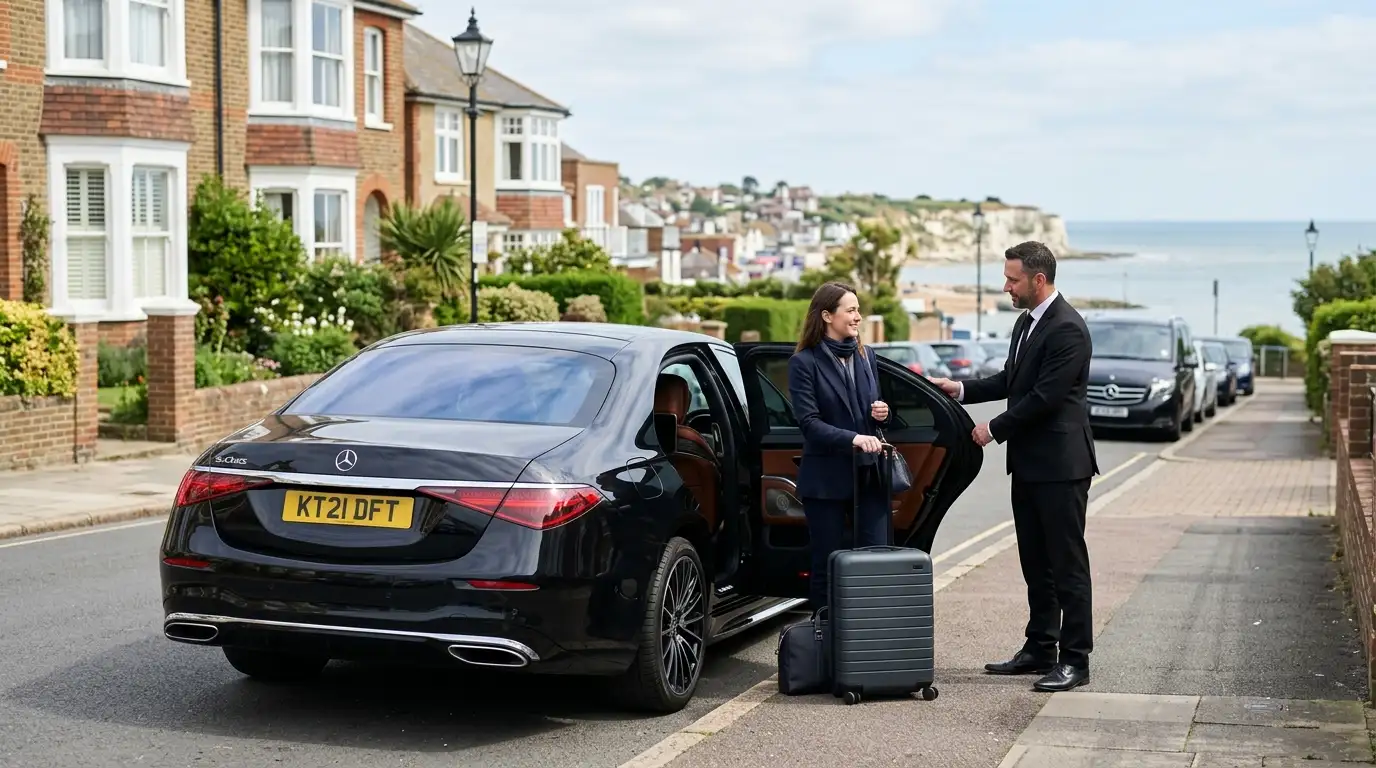 Stansted Airport Taxi fleet vehicle for Broadstairs to Stansted Airport long-distance transfers via the M25 and Dartford Crossing