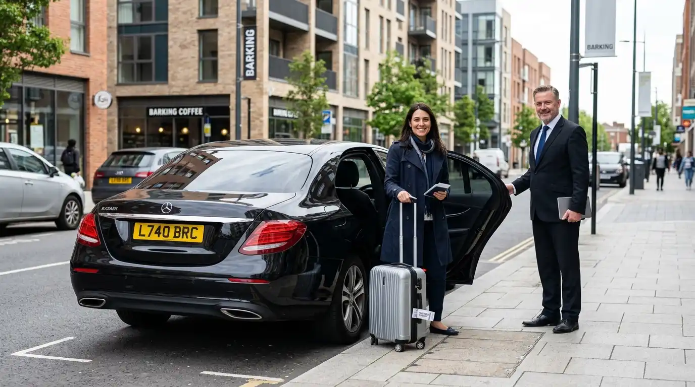 Stansted Airport Taxi fleet vehicle for Barking to Stansted Airport door-to-door transfers via the A406 and M11