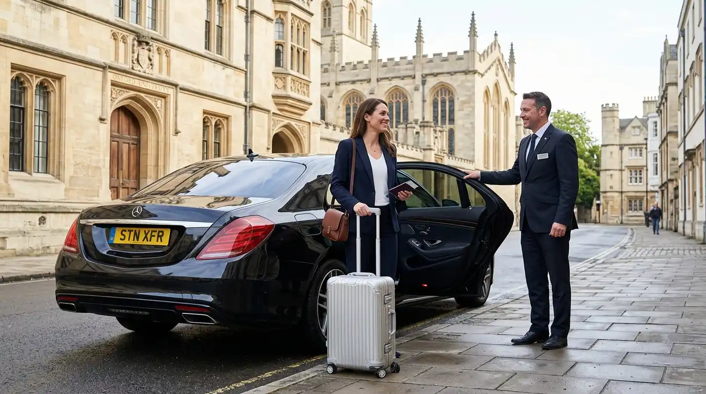 Stansted Airport Taxi saloon for Oxford to Stansted Airport long-distance fixed-fare transfers via the M40, M25 and M11 covering OX postcodes