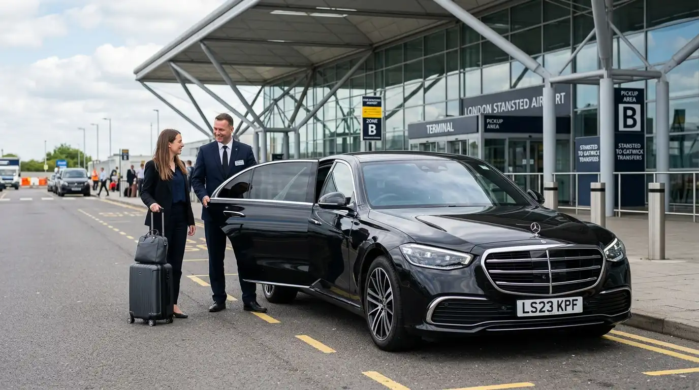 Stansted Airport Taxi saloon for the Stansted Airport to Gatwick Airport inter-airport fixed-fare transfer via the M11, M25 and M23