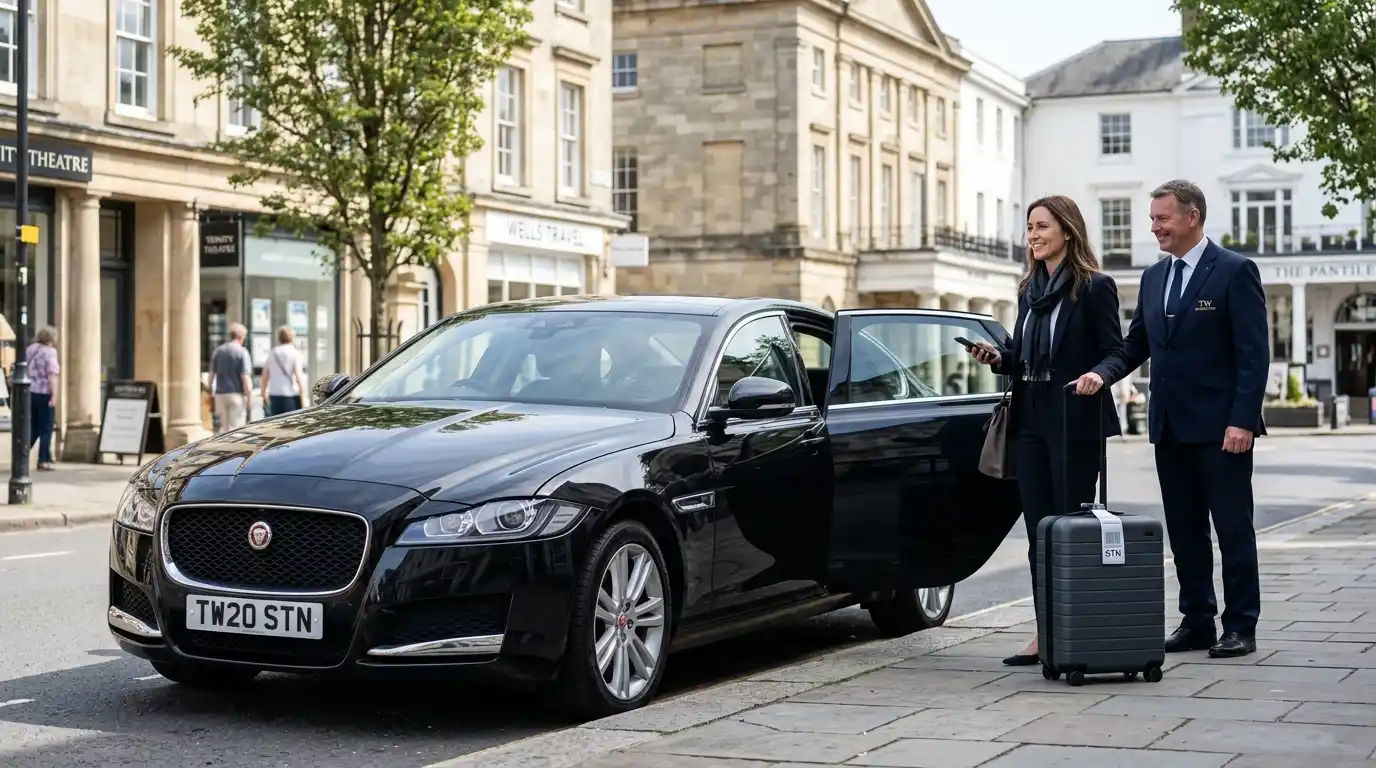 Stansted Airport Taxi fleet vehicle for Tunbridge Wells to Stansted Airport transfers via the A21, M25 and M11