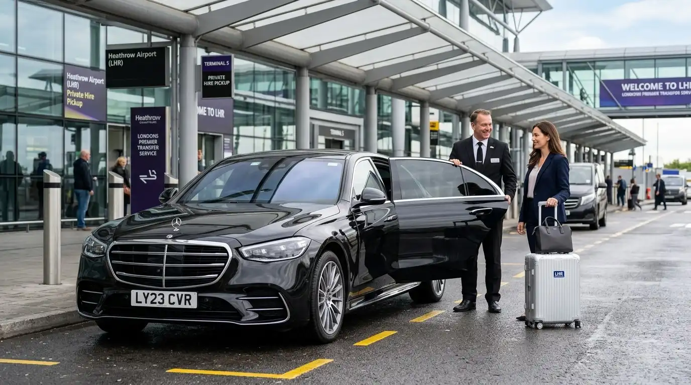 Stansted Airport Taxi fleet vehicle for Heathrow to Stansted airport-to-airport transfers via the M25