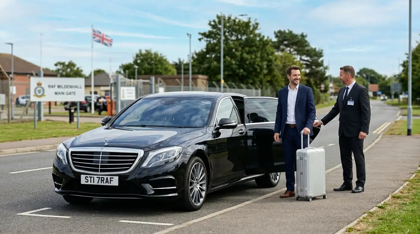 Stansted Airport Taxi fleet vehicle for RAF Mildenhall and Lakenheath transfers to Stansted Airport