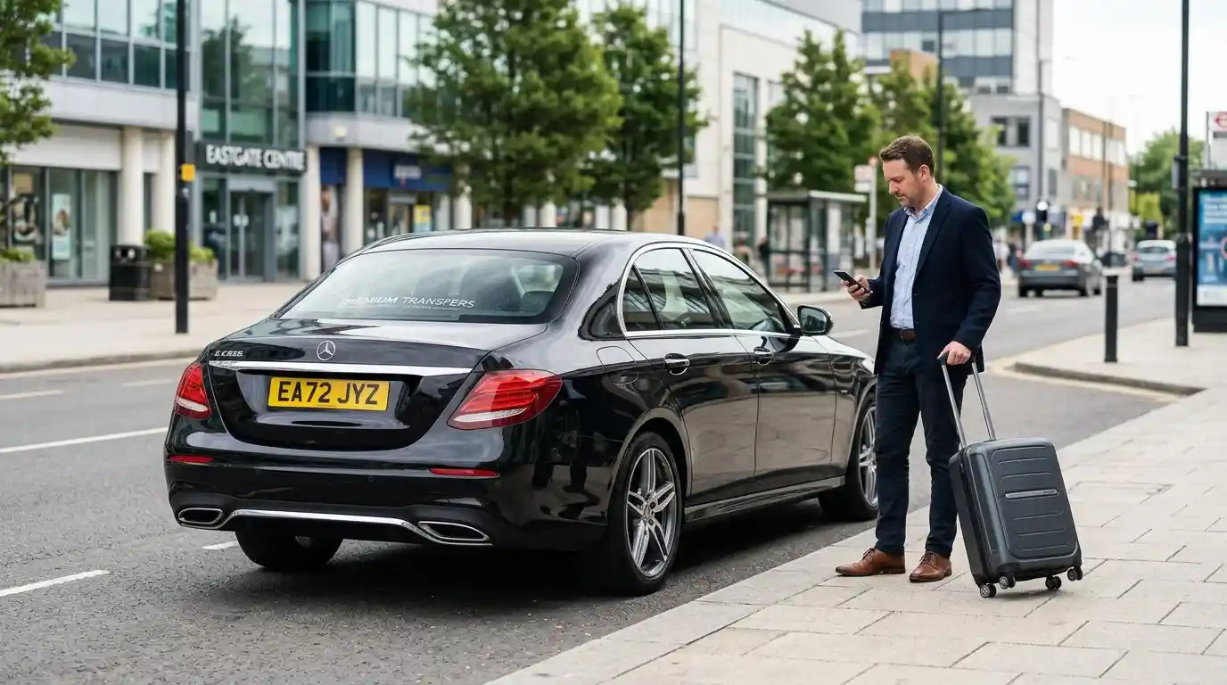 Basildon fixed-fare taxi to Stansted Airport — 35–40 miles via M25 and M11