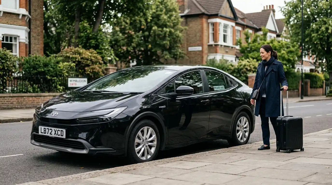 Stansted Airport Taxi fleet for Wimbledon to Heathrow — Mercedes E-Class executive vehicle in SW19 ready for A3 and M4 airport transfer