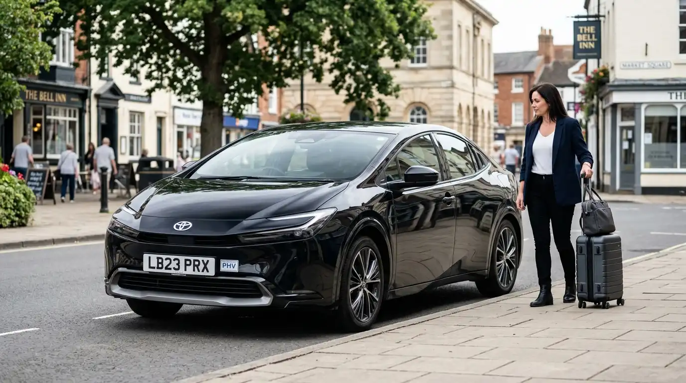 Stansted Airport Taxi fleet — saloons, MPVs, executive Mercedes and minibuses for the Loughborough to Heathrow transfer