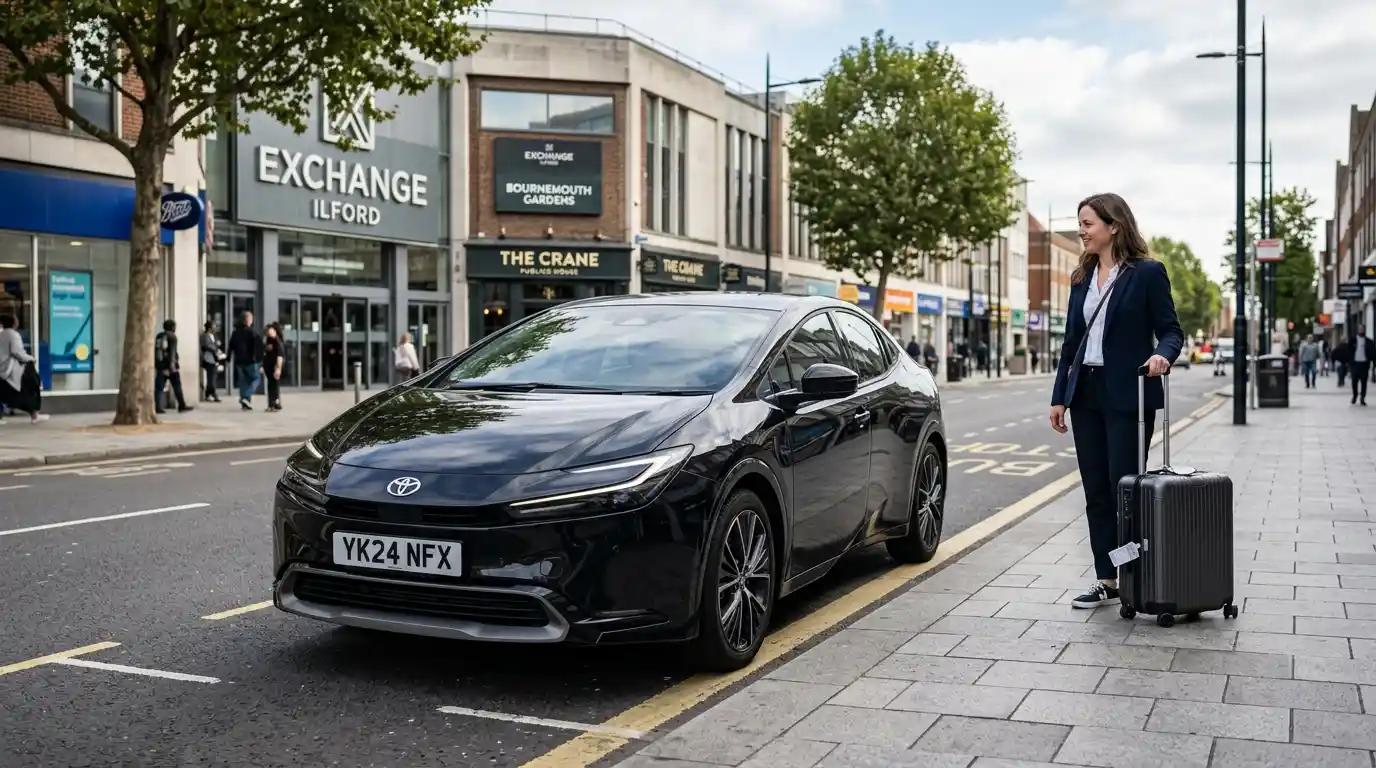  fleet — saloons, MPVs, executive Mercedes and minibuses for the Ilford to Heathrow transfer