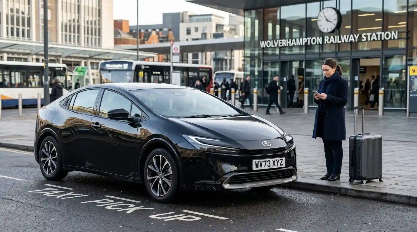  fleet — saloons, MPVs, executive Mercedes and minibuses for the Wolverhampton to Heathrow long-distance transfer