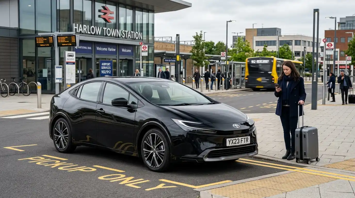 fleet — saloons, MPVs, executive Mercedes and minibuses for the Harlow to Heathrow airport transfer