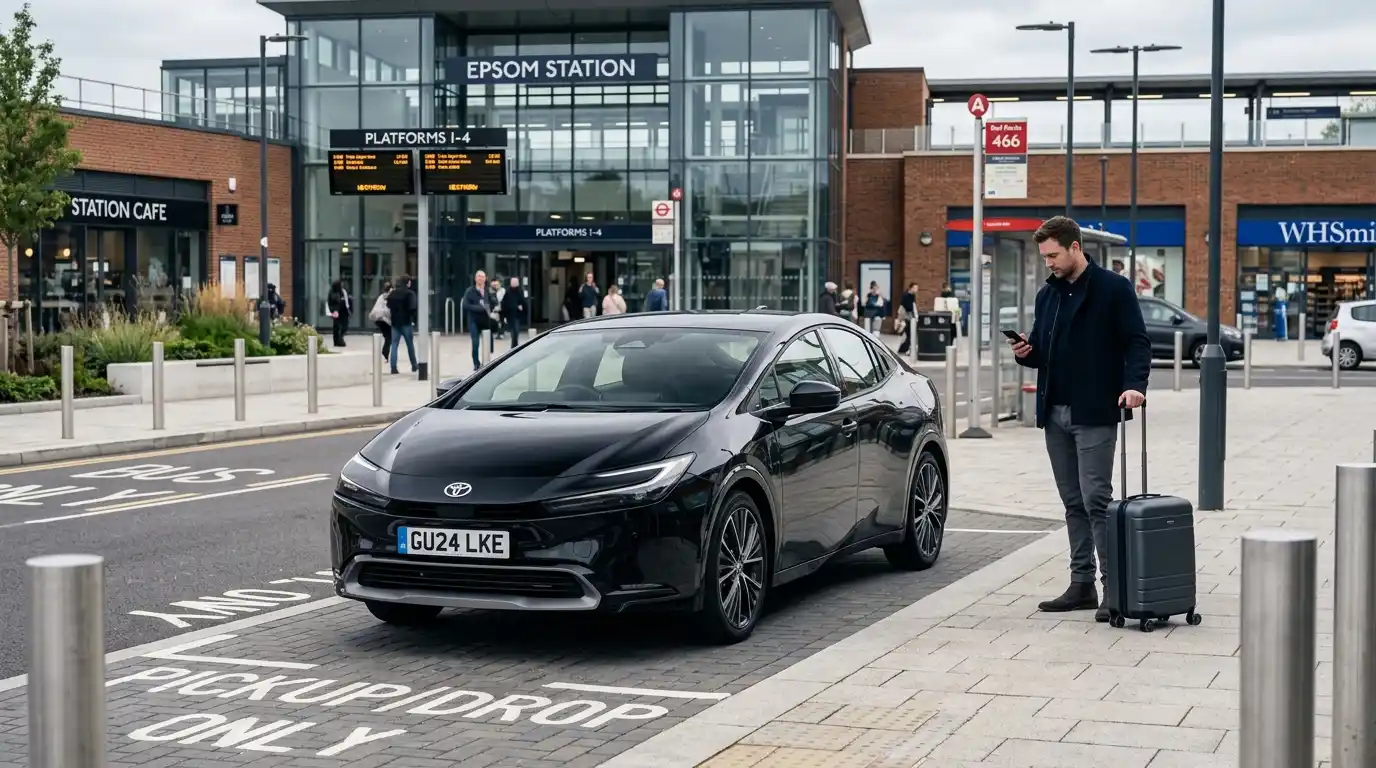  fleet for Epsom to Heathrow — Mercedes E-Class executive vehicle ready for Surrey Epsom Downs to West London A24 M25 airport transfer with racing hospitality and ULEZ-compliant fleet